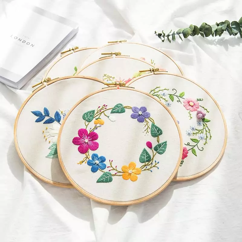 Whimsical Floral Wreath Embroidery Kit Embroidery Kit CraftsPal