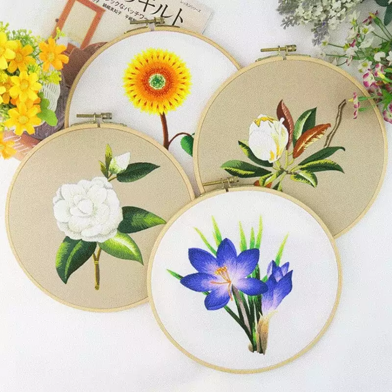 Modern Flower Embroidery Kit Embroidery Kit CraftsPal