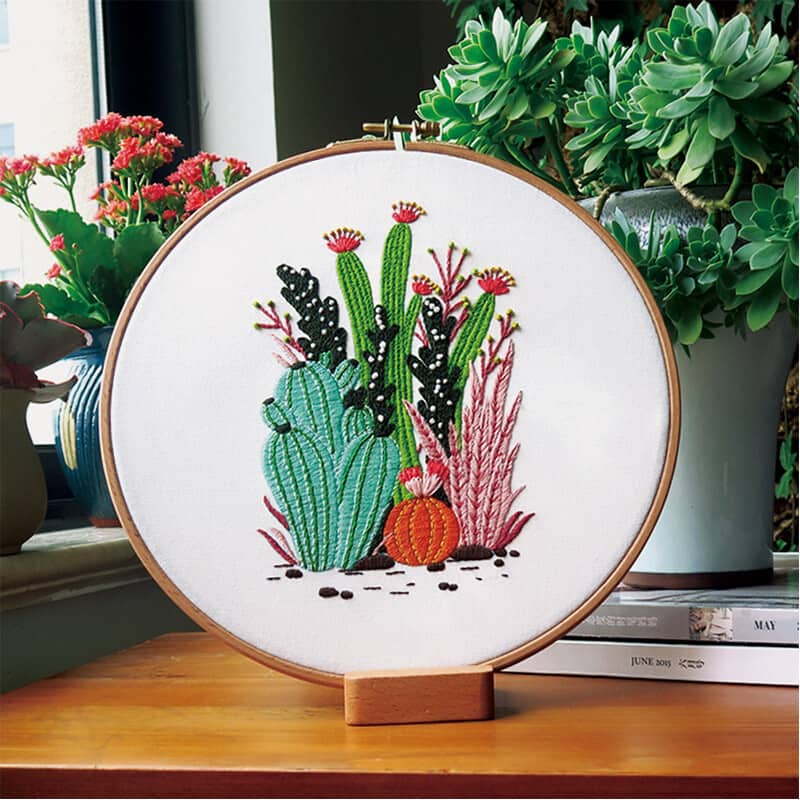 Vibrant and Eclectic Cactus Embroidery Kit Embroidery Kit CraftsPal