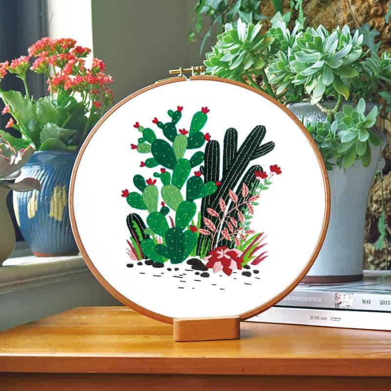 Vibrant and Eclectic Cactus Embroidery Kit Embroidery Kit CraftsPal